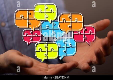 A Digital icons with colorful dialog speech bubbles Stock Photo