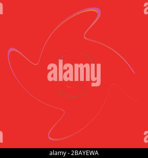Single mottled, multi-color and colorful spiral, swirl, twirl element. Twisted cyclic, circular and radial, radiating whorl, volute shape over colored Stock Vector