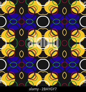 Abstract seamless geometric pattern with curved lines, dots, Shabby shape elements, colorful spray paint ink. Grunge urban pattern for boy, girl, spor Stock Vector