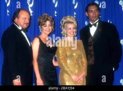 Pasadena, California, USA 10th September 1995 (L-R) Actor Dennis Franz, actress Sharon Lawrence, actress Gail O'Grady and actor Jimmy Smits attend the 47th Annual Primetime Emmy Awards on September 10, 1995 at the  Pasadena Civic Auditorium in Pasadena, California, USA. Photo by Barry King/Alamy Stock Photo Stock Photo