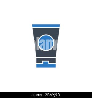Sunscreen related vector glyph icon. Stock Vector