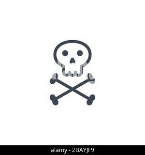 Skull and bones related vector glyph icon. Stock Vector
