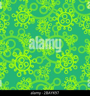 A lot of bright glowy biology cells, bacterias and virus seamless pattern Stock Vector