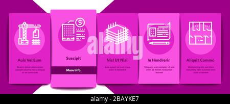 Bim Building Information Modeling Onboarding Elements Icons Set Vector Stock Vector