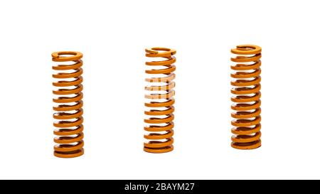 Three copper springs isolated on white background Stock Photo - Alamy