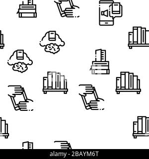 Reading Library Book Seamless Pattern Vector Stock Vector