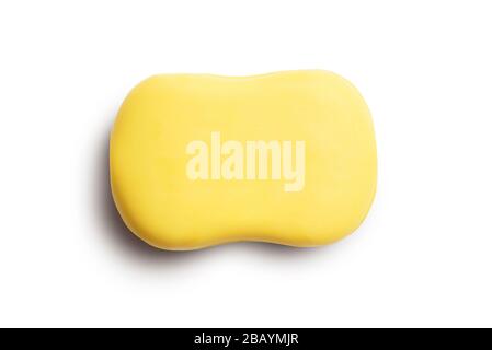 Yellow Color Soap Isolated on White Background. Stock Photo