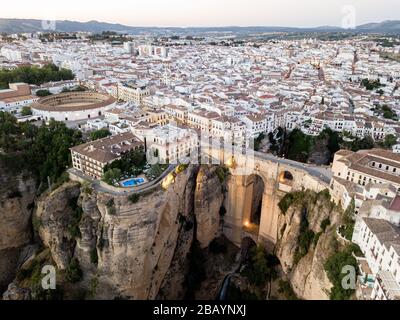 Aerial View of Bridge Puente Nuevo in Ronda, Spain Stock Photo