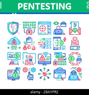 Pentesting Software Collection Icons Set Vector Stock Vector