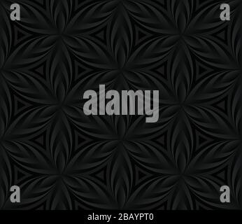 Black flower seamless pattern. Repeating abstract dark floral background Stock Vector