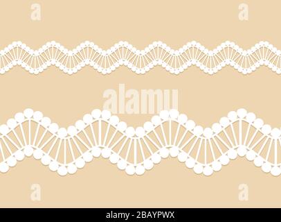 Vector seamless lace ribbon borders. Illustration of lace pattern