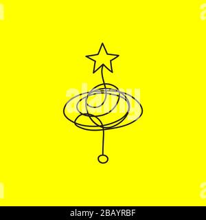 Success symbol, hand drawn business illustration with confused line and star, idea of achieving goal, vector sketch Stock Vector
