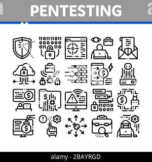 Pentesting Software Collection Icons Set Vector Stock Vector
