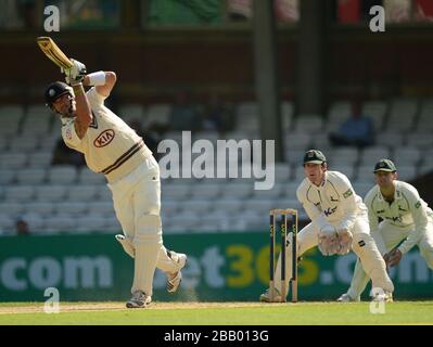 Surrey's Kevin Pietersen hits out for four runs against Nottinghamshire Stock Photo