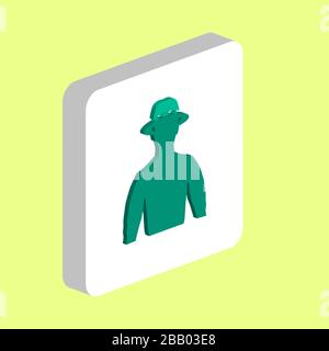 Cowboy in a Hat Simple vector icon. Illustration symbol design template for web mobile UI element. Perfect color isometric pictogram on 3d white squar Stock Vector