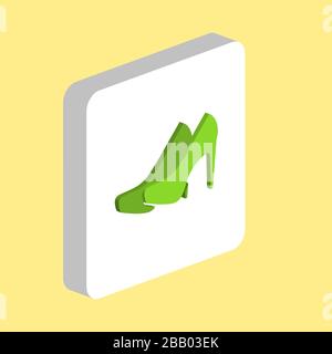 Women Shoes Simple vector icon. Illustration symbol design template for web mobile UI element. Perfect color isometric pictogram on 3d white square. W Stock Vector