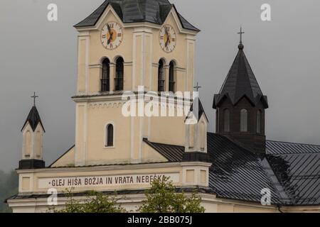 Church tower in Bohinjska Bistrica Stock Photo