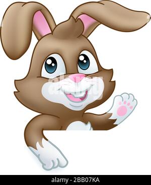 Easter Bunny Rabbit Cartoon Sign Stock Vector