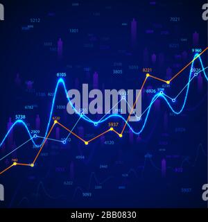 Business graph chart and diagram. Financial research and data monitoring. Market analysis and success statistic. Vector illustration Stock Vector