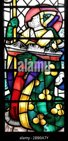Stained Glass Window depicting Saint Nicholas - Patron Saint of Sailors