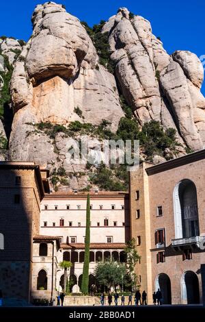 Mountain and basilica of Montserrat, Barcelona, Catalonia, Spain.