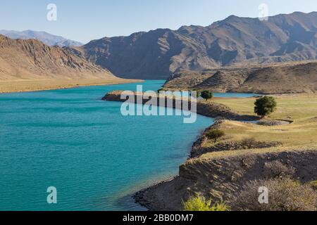 Naryn river in the mountains of Kyrgyzstan Stock Photo