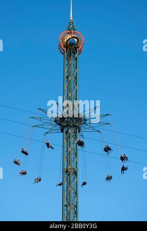 The Star Flyer ride at the Tivoli Gardens amusement park in Copenhagen, Denmark Stock Photo