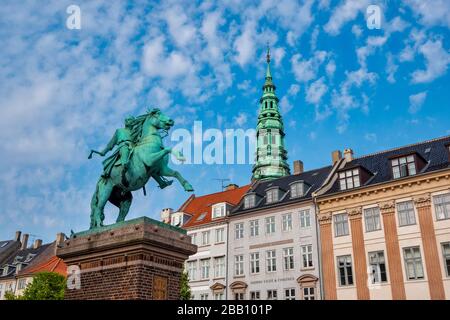 The equestrian statue of Bishop Absalon on Højbro Plads in Copenhagen, Denmark, Europe Stock Photo