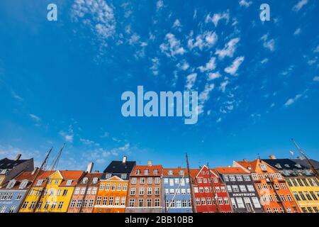 Row of colorful houses on the waterfront of the Nyhavn canal in