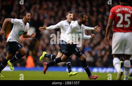 Tottenham Hotspur's Raniere Sandro (centre) celebrates scoring his side's second goal of the game Stock Photo