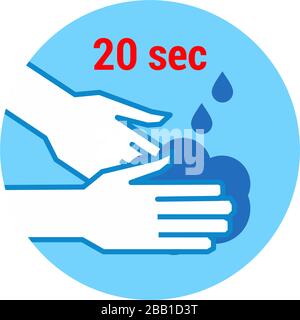 Covid-19 or Coronavirus 2019-nCoV disease prevention infographic icon, healthcare and medicine concept vector illustration. Wash your hands for at lea Stock Vector