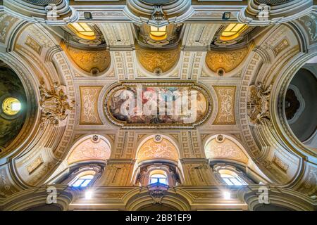 Indoor view in the Church of Santi Quaranta Martiri in Trastevere in Rome, Italy. Stock Photo
