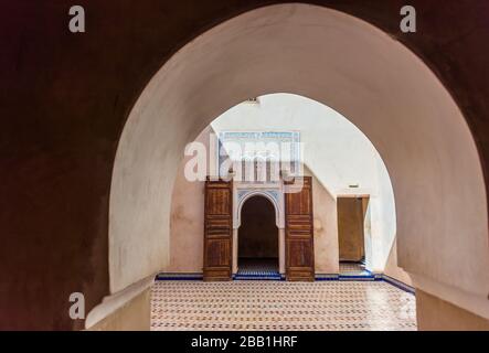 Marrakesh, Morocco - November 6, 2019: The interior of the palace Bahia. With selective focus Stock Photo