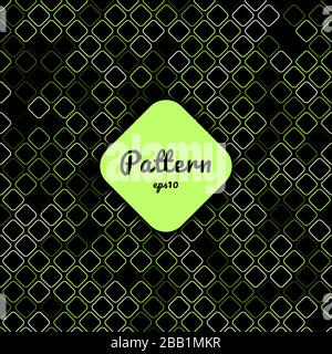 Abstract green geometric square border rounded corner creative pattern on black background. Vector illustration Stock Vector