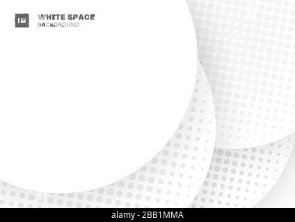 Abstract background white circles with shadow overlapping halftone element. Vector illustration Stock Vector