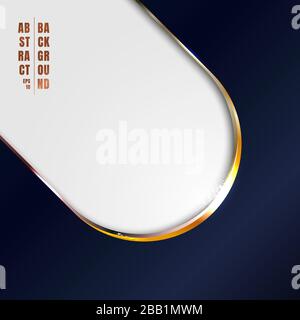 Abstract blue and golden metallic border rounded on white background with space for your text. Luxury style. Vector illustration Stock Vector