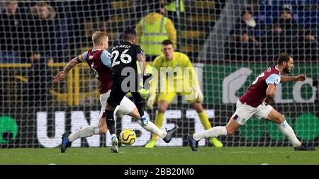 Manchester City's Riyad Mahrez scores his side's fourth goal of the game Stock Photo