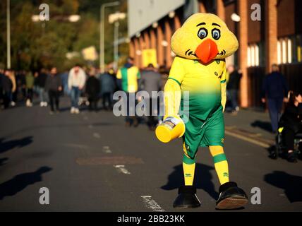 General view of Norwich City mascot Captain Canary outside of the ground Stock Photo