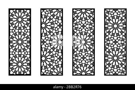 Morocco set of decorative vector panels for laser cutting. Stock Vector