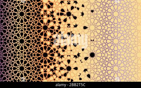 Rich, luxury arabesque tile repeating vector border. Stock Vector