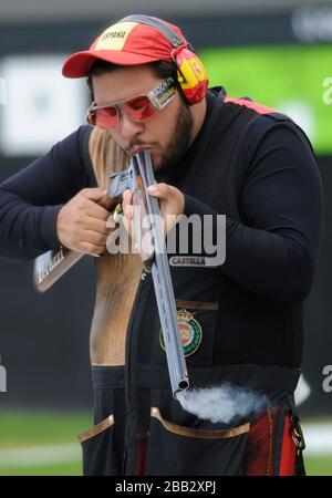 Spain's Alberto Fernandez during the Trap Men Competition at the Royal Artillery Barracks, Woolwich, London. Stock Photo