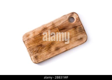 Empty cutting board on black background Stock Photo