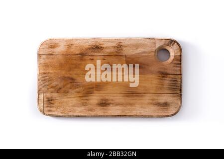 Empty cutting board on black background Stock Photo