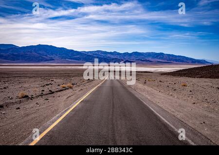 road lines in death valley desert, california, usa Stock Photo