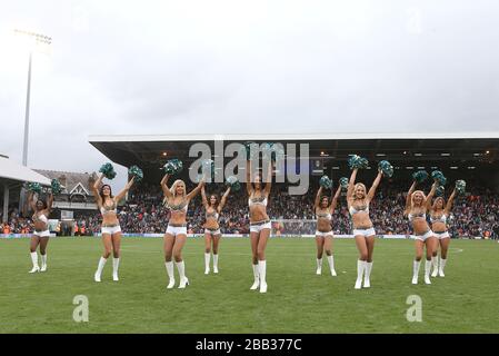 See Jacksonville Jaguars cheerleaders perform at Fulham vs West Brom