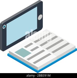 Online education icon, isometric style Stock Vector