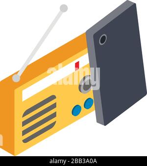 Online radio icon, isometric style Stock Vector
