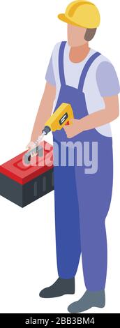 Construction repairman icon, isometric style Stock Vector