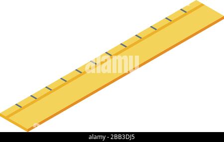 Wood ruler icon, isometric style Stock Vector