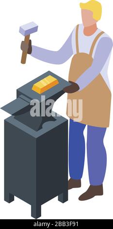 Gold artisan icon, isometric style Stock Vector